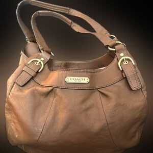 Coach Handbag Genuine Leather, Light Brown/Caramel